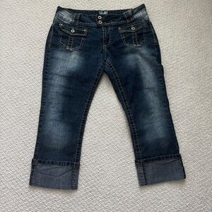 Y2K Angels Dark Blue Capri Jeans